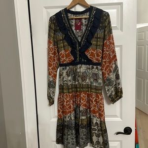 Johnny Was Tiered Silk Dress XL